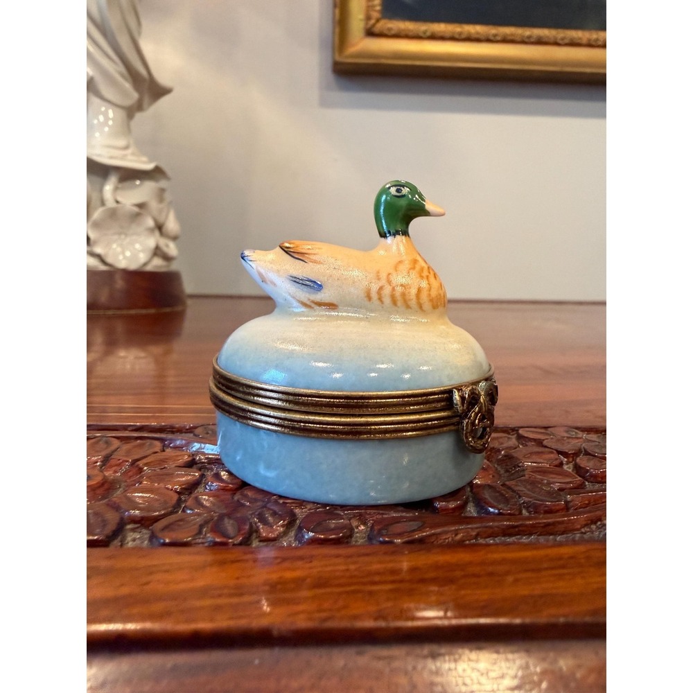 Vintage Limoges Castel Mallard Duck Trinket Box - Picture 17 of 17
